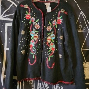 Vintage ornaments Christmas sweater M